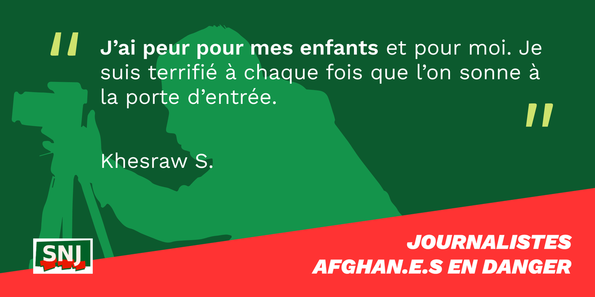 SNJ_national's tweet photo. #Jour22 
Khesraw, Parsa, Sarwar ou Esmatullah... @SNJ_national accompagne des centaines de femmes et hommes journalistes afghans, en danger dans leur pays. Nous réclamons leur évacuation @francediplo @JY_LeDrian @EmmanuelMacron 
#AfghanJournalists 
Voici leurs témoignages ⬇️ https://t.co/fm2qMup1Id