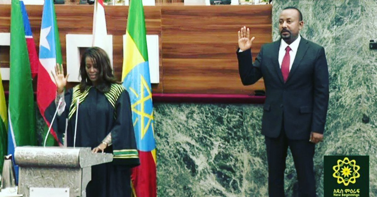 The Ministry of Foreign Affairs of #Ethiopia 🇪🇹 (@mfaethiopia) on Twitter photo H.E. Dr. <a href="/AbiyAhmedAli/">Abiy Ahmed Ali 🇪🇹</a> has sworn in as Prime Minister of #Ethiopia for a five-year term. H.E. Dr. <a href="/AbiyAhmedAli/">Abiy Ahmed Ali 🇪🇹</a> has sworn in as Prime Minister of #Ethiopia for a five-year term.