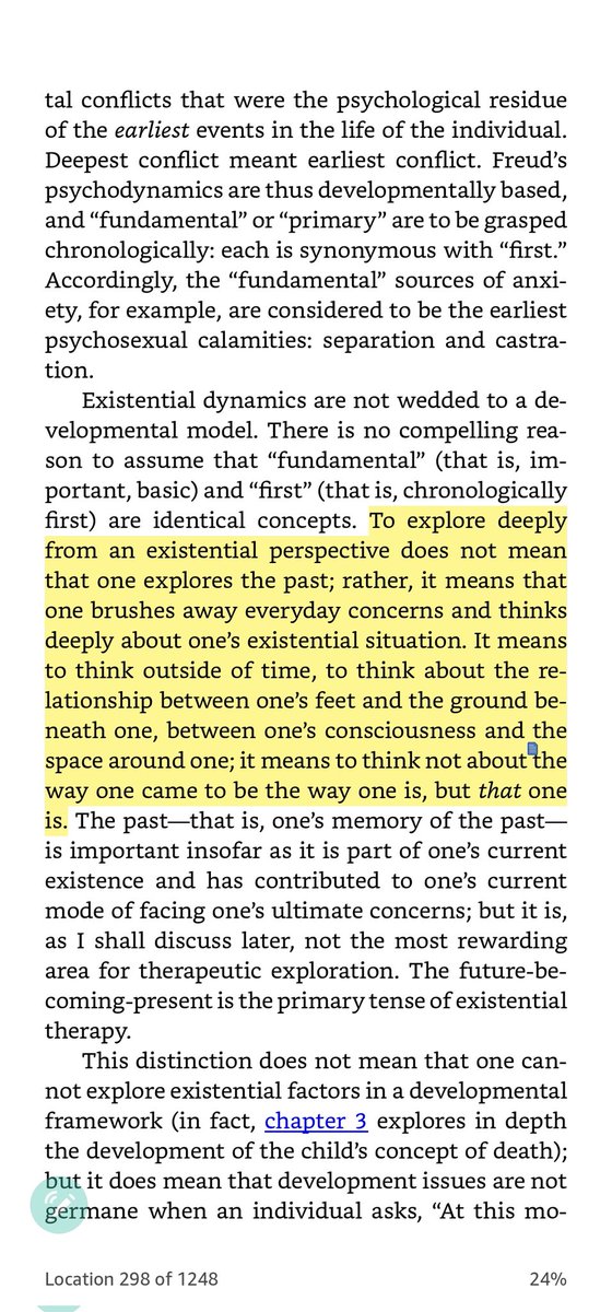 An existential perspective is one that is free from the locus of time. An examination of one's way of being.

#yalom #existentialism