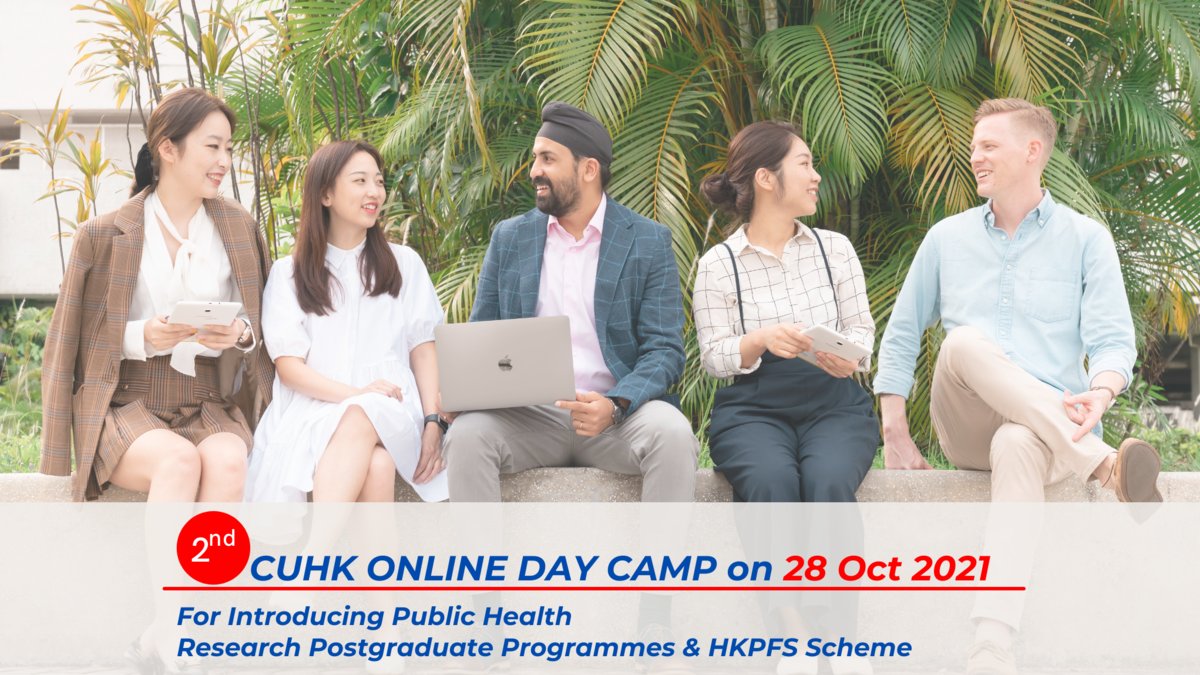 CUHK JC School of Public Health and Primary Care (@cuhksphpc) on Twitter photo ๐จโ๐<a href="/CUHKSPHPC/">CUHK JC School of Public Health and Primary Care</a> Online Day Camp for Introducing Public Health Research Postgraduate Programmes & HKPFS Scheme
Come and have a taste of our research postgraduate programmes, research themes, recent developments, as well as ongoing and new projects.๐๐ผ๐๐ผ ๐จโ๐<a href="/CUHKSPHPC/">CUHK JC School of Public Health and Primary Care</a> Online Day Camp for Introducing Public Health Research Postgraduate Programmes & HKPFS Scheme
Come and have a taste of our research postgraduate programmes, research themes, recent developments, as well as ongoing and new projects.๐๐ผ๐๐ผ