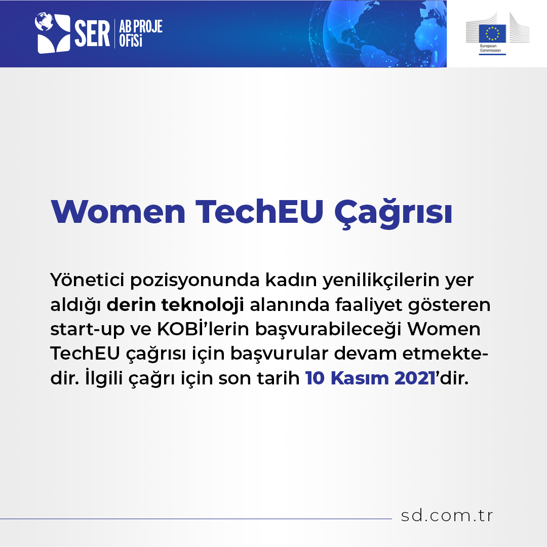 Women TechEU Çağrısı
Detaylar > eic.ec.europa.eu/eic-funding-op…
#WomenTechEU #StartUp #KOBİ #SerDanışmanlık