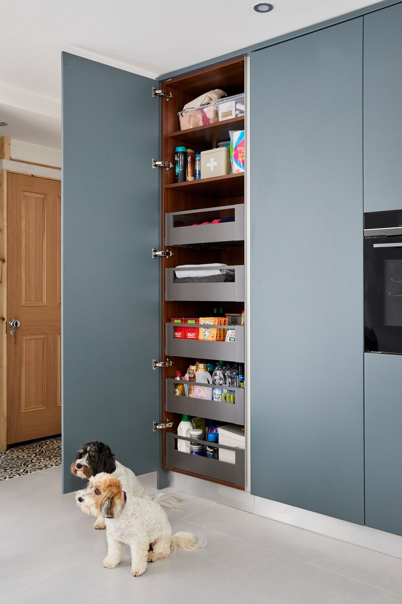 stonehamkitchen's tweet photo. Your #furryfriends are part of the family so it's important that your #kitchendesign is suitable to them too. These adorable pooches seem to be right at home in this minimalist, #handleless #kitchen from our Fusion collection, incorporating a stunning #spacetower. https://t.co/Z3tivpcrO0