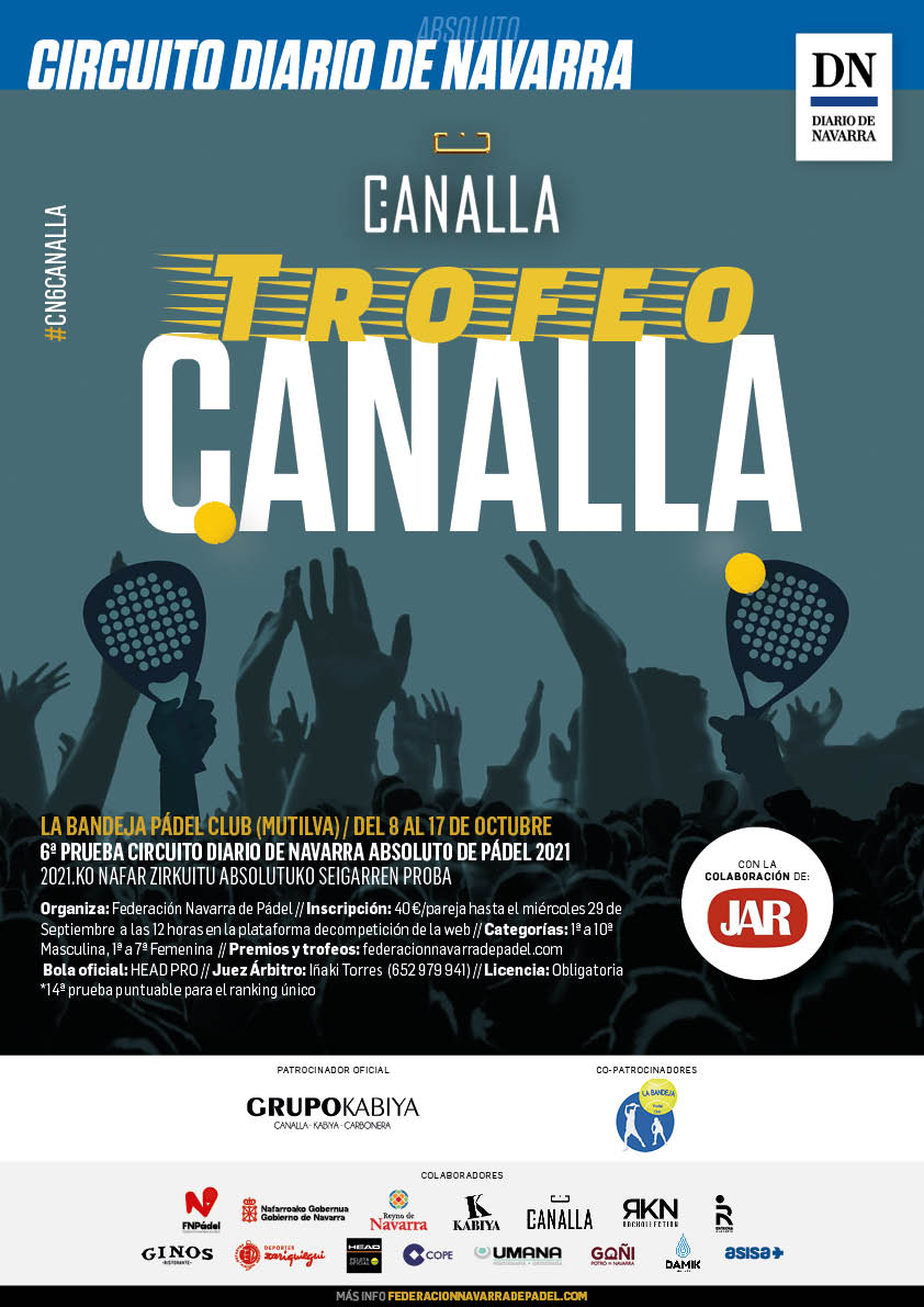 📢📢¡DISPONIBLES CUADROS Y HORARIOS⏰ TROFEO <a href="/CanallaPamplona/">Canalla</a> – 6ª PRUEBA CIRCUITO <a href="/DiariodeNavarra/">Diario de Navarra</a> ABSOLUTO DE PÁDEL 2021! 

📝Consúltalos pinchando AQUÍ👉bit.ly/3A37Ldr 

¡MUCHA SUERTE a todas las parejas inscritas! 🍀

#CN6CANALLA #padel #navarra #FNP