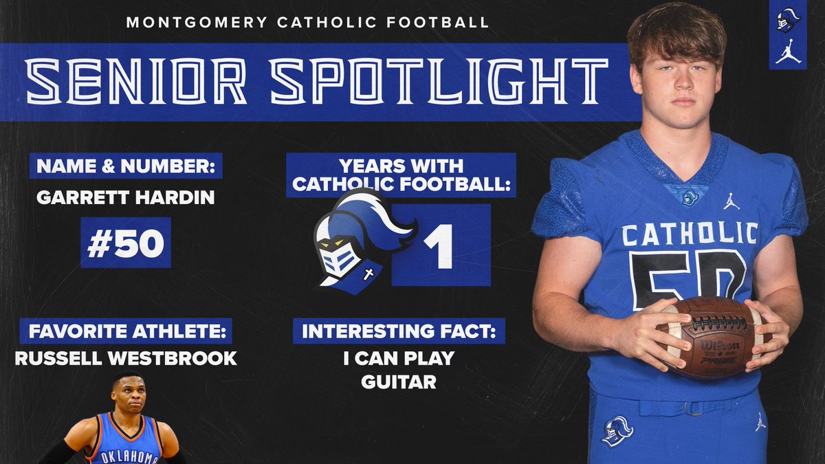 MCPKnightsFB's tweet photo. Over the next several months we will spotlight our outstanding MCPS Football Senior Student Athletes! #BuiltByCatholic 
.
.
.
Next Up #50 Garrett Hardin https://t.co/YmTRh1DiC9