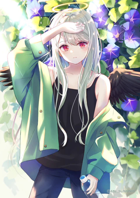 白髪赤目、無表情、パーカーの堕天使ちゃんです。

#天使の日
#天使の日だからお前らの天使を晒せ 