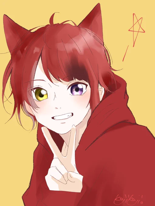 ちなみに、先程のイラストの顔をざっくりトレスして、色をべんって塗るとこうなりました 