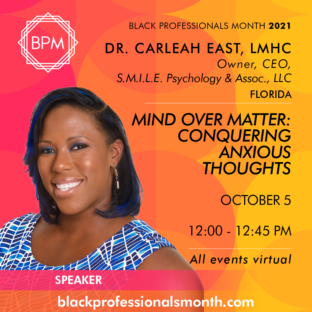Dr. Carleah East is a clinical psychotherapist, licensed mental health counselor, motivational speaker, and author. Register for her  MIND OVER MATTER session TOMORROW  to learn how to overcome emotional stress!

#blackmentalhealth  #mentalhealth
ow.ly/dOBK50GgyYw
