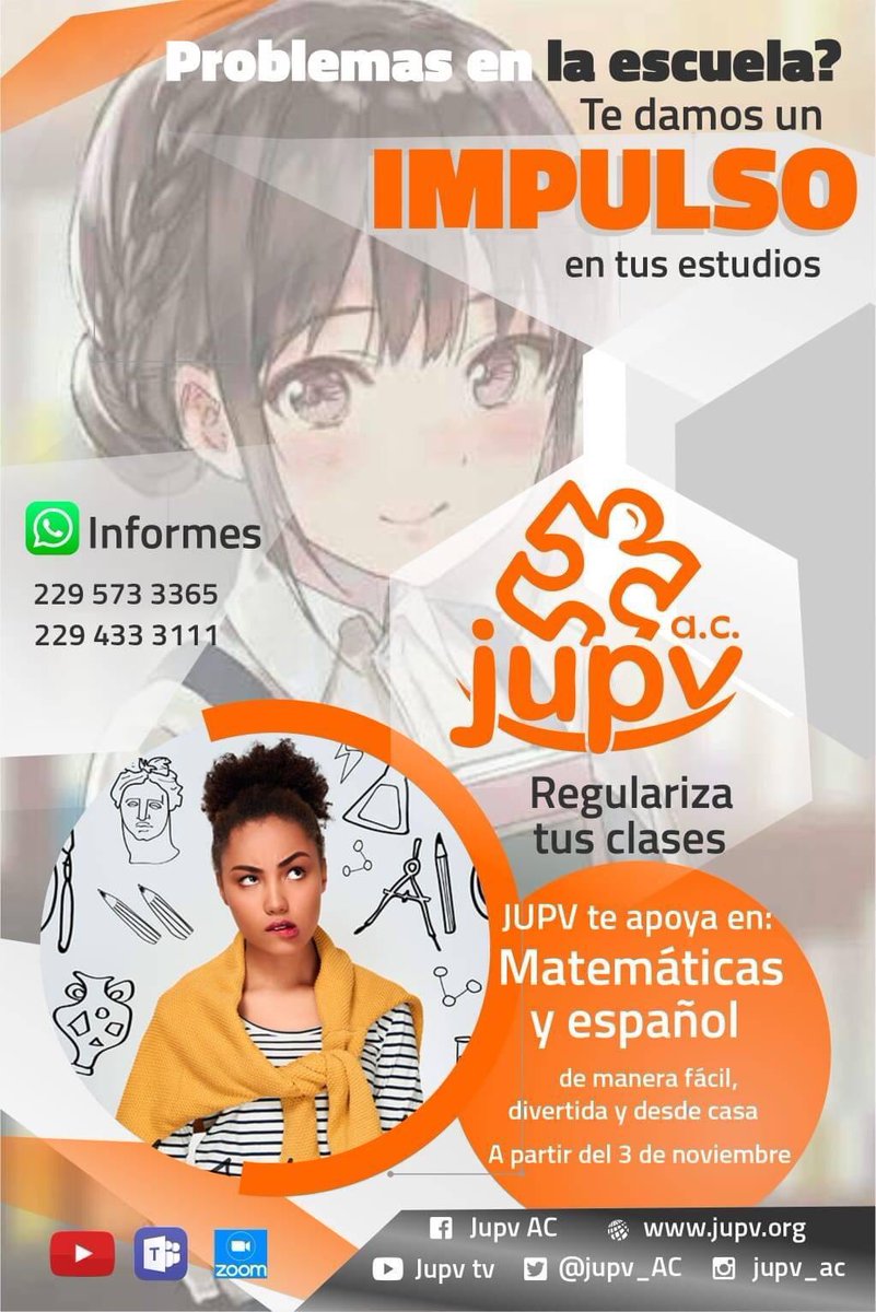 rafasolanoperez's tweet photo. #VERACRUZ ¿Tu hij@ tiene problemas en español y/o matemáticas?😱🤔
@JUPV14 te da un IMPULSO😌🤗
Aprender no había sido tan fácil, divertido y desde la comodidad de tu casa. Informes por #WhatsApp (Imagen), cupo limitado 🤓📚#AprenderParaSerMejores https://t.co/aDmgGE8fH9