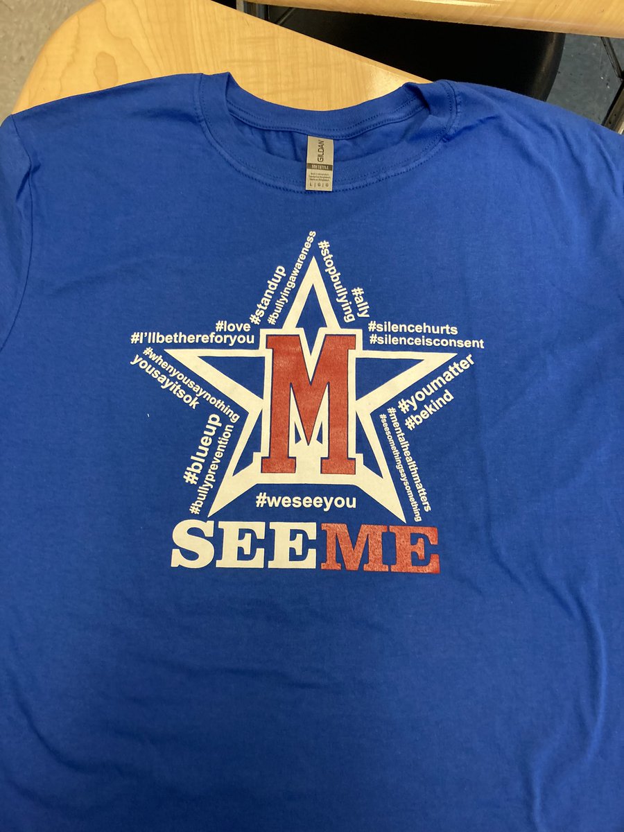 mathdfender's tweet image. Thank you to our caring counselor for  the love and enthusiasm AND great t-shirts for Bullying Awareness😍🌟#seeme @MHSTitans @McDowell590