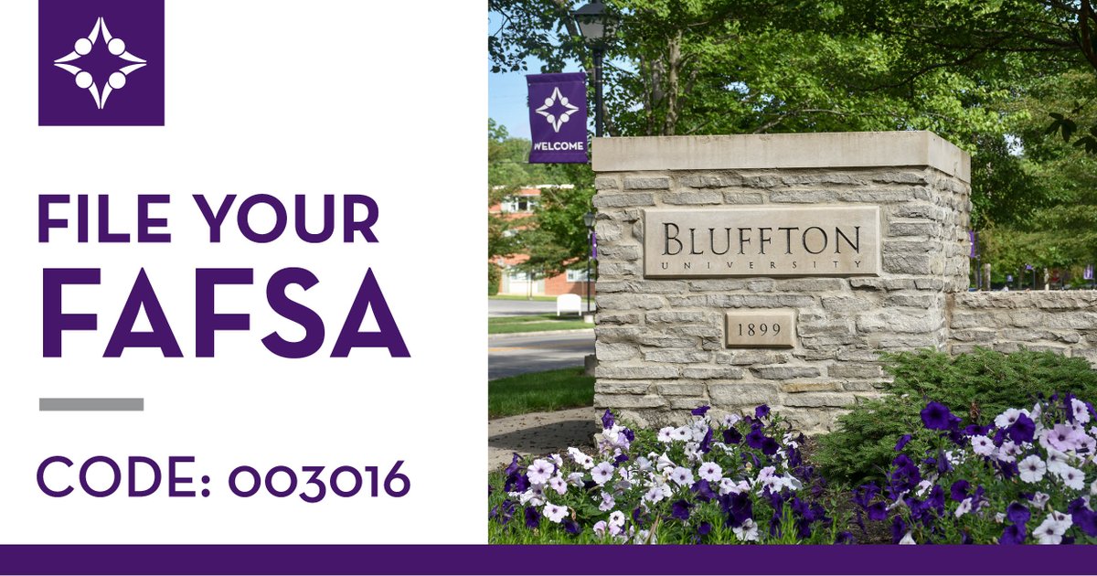 BlufftonU's tweet photo. The Free Application for Federal Student Aid is open. The FAFSA allows you to apply for financial aid for college or graduate school. Have questions about the FAFSA? Check out our October blog!
https://t.co/3CVgs1GVNM https://t.co/gXwzQoqf5e