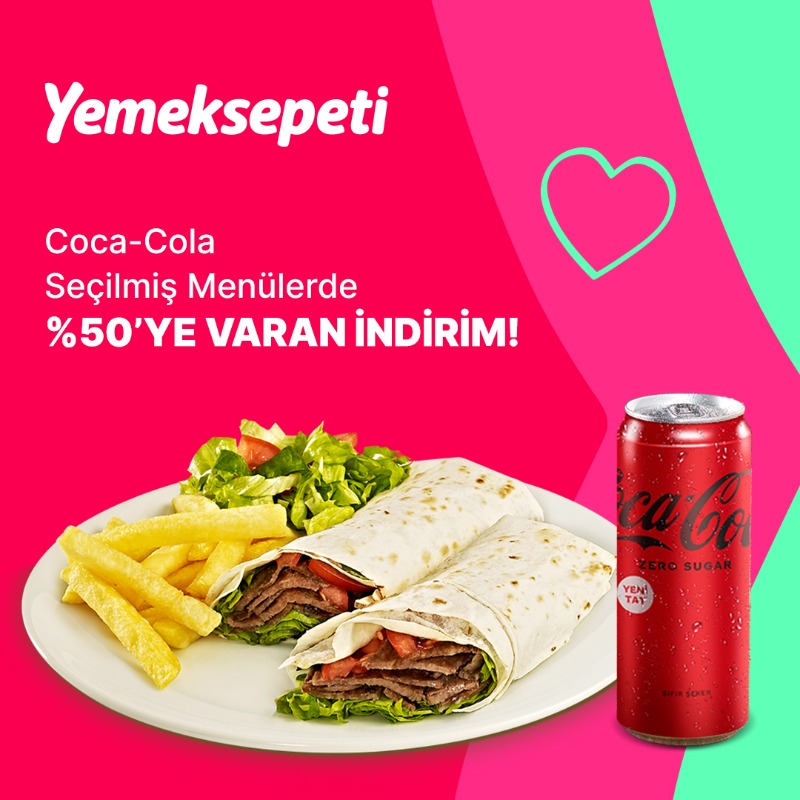 yemeksepeti's tweet photo. Coca-Cola Seçilmiş Menülerde %50'ye Varan İndirim!
Şimdi sipariş ver! 😋