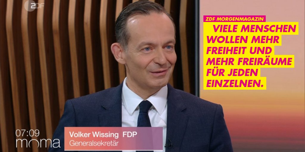 Wissing's tweet photo. Einige glauben, wenn der Staat sich um alles kümmert, dann läuft es am besten. Die Freien Demokraten sehen das anders, wir setzen auf mehr Freiheit und mehr Freiräume für jeden Einzelnen.🗽👍
👉Im #ZDF Morgenmagazin: https://t.co/564jVAYvdN https://t.co/10b8uo1xJU