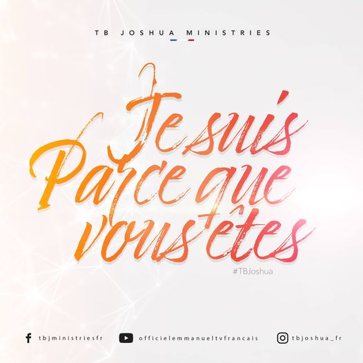 TBJoshua_FR's tweet photo. Nous sommes tous liés les uns aux autres d'une manière si essentielle qui ne peut être expliquée en une seule phrase : 
🔹La bouche a besoin de mots,
🔹Les oreilles ont besoin de sons,
🔹 Les yeux ont besoin d'une vue,
🔹Les pieds ont besoin d'aller quelque part.

#TBJoshua https://t.co/bpGjot6L5L
