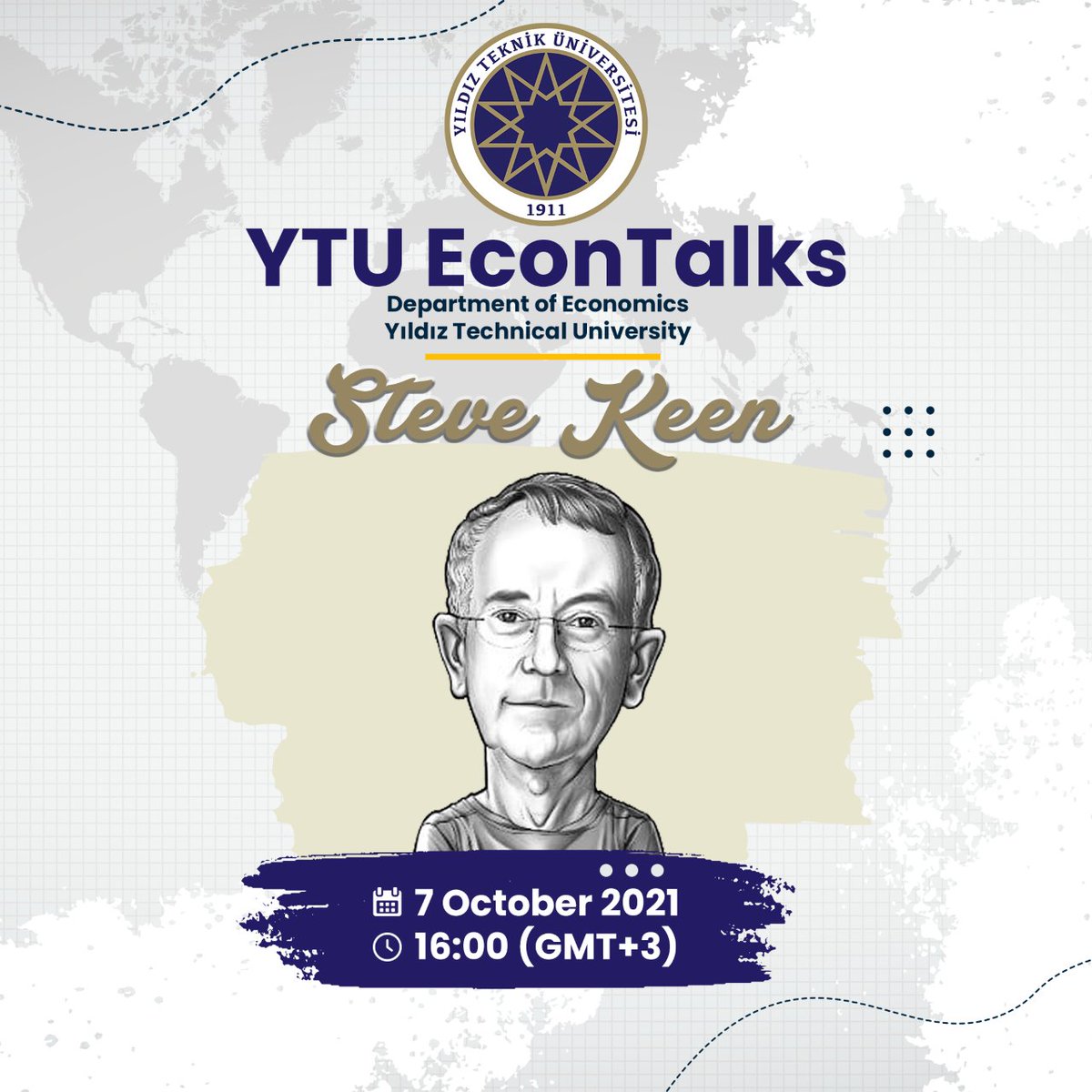 YTÜ EconTalks starts with <a href="/ProfSteveKeen/">Dr. Steve Keen</a>. You can watch live on our Youtube channel (YILDIZ TEKNİK UNİVERSİTESİ İktisat Bölümü). youtube.com/channel/UCGv69… 
Topic: "In praise of methodological collectivism: how economics should work from the top down rather than the bottom up"