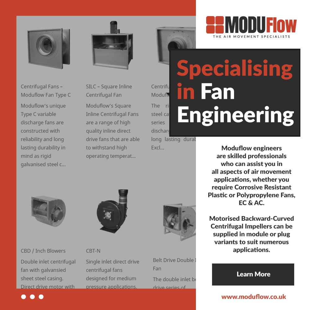 moduflow_ltd's tweet image. Fan engineering is our speciality. With our skilled professionals you can be assisted in all aspects of air movement, industrial and centrifugal applications. moduflow.co.uk/our-fans/ #moduflow #moduflowfans #ukfanmanufacturer #ukfans #fanmanufacturer #fanengineers #industrialfans