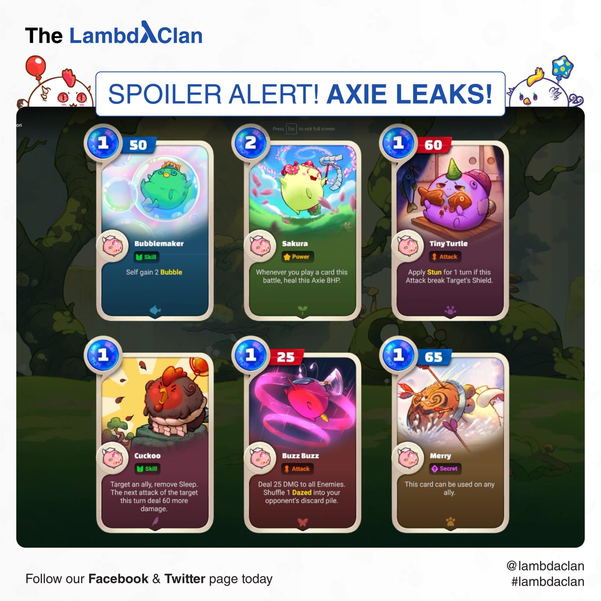 lambdaclan's tweet photo. NEWEST AXIE NEWS! NEW CARDS AND NEW ART IS GONNA BE ADDED TO THE GAME! 

Are you excited for Origin V2?? Comment down below to share your thoughts with us!

#AxieInfinity #AxieScholarship #AxieInfinityScholarship #LambdaClan #AxieInfinityUpdates #NewGameplay https://t.co/SKfUfqLYp2