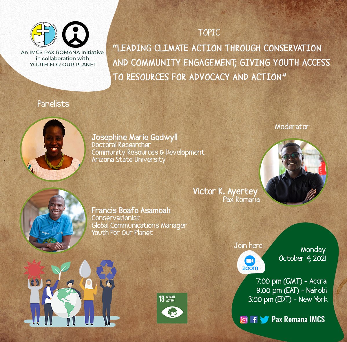 ayertey_victor's tweet photo. It's today. Join the #Youth4Climate worldwide.
Monday 4 October at 19:00 UTC
Join here https://t.co/lu2PiIwNut
#ClimateAction #SDG13 #PaxRomanaIMCS https://t.co/GnajAMGlke