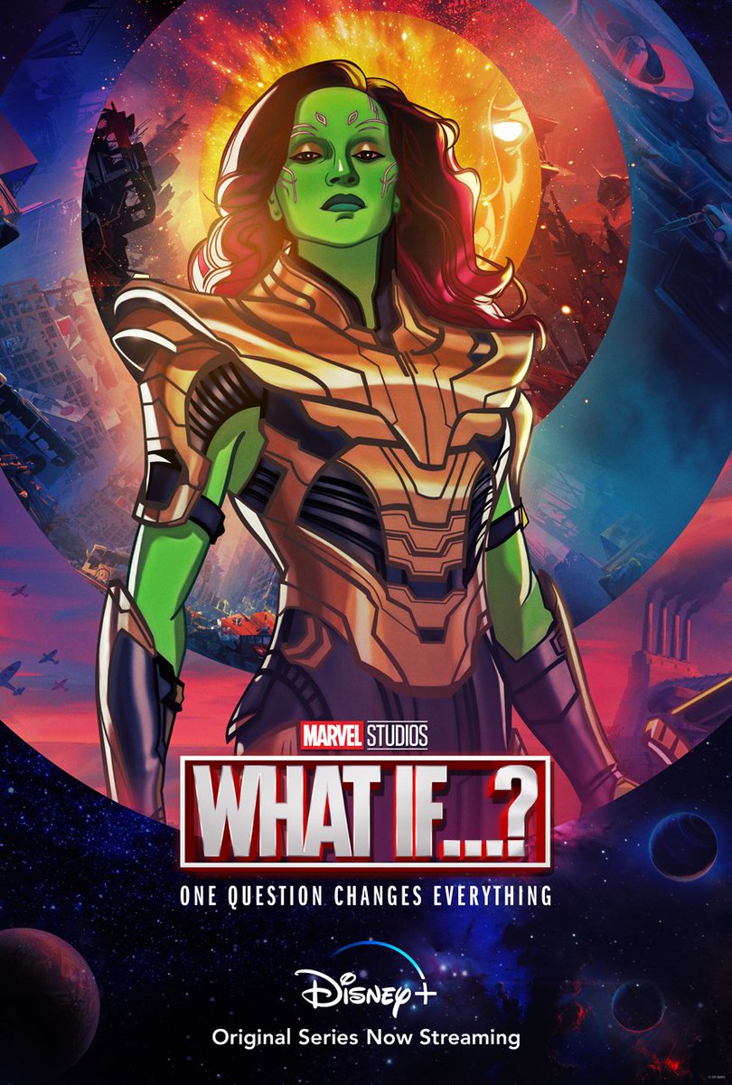 MarvelStudios's tweet photo. Gamora arrives! See her in the season finale of Marvel Studios' #WhatIf, streaming Wednesday on @DisneyPlus. https://t.co/UKZC5PVSPY