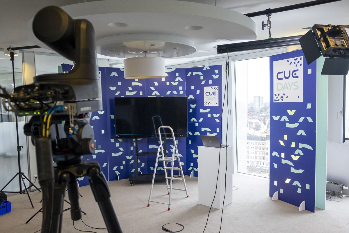 StiboDX's tweet photo. Lights, camera, action! The set is being prepared in Hamburg, Germany for our yearly users conference #CUEDays. We're just one day away from the virtual 3-day conference! https://t.co/SS0S7VMuSz