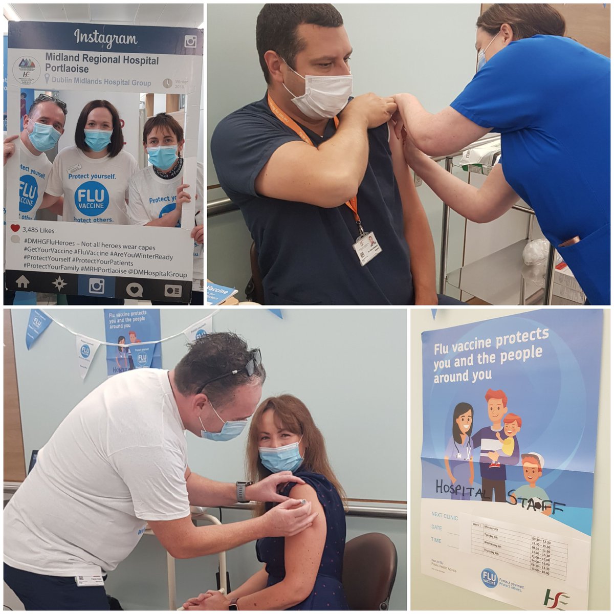 HSEDubMidlands's tweet photo. This year it is especially important to get the #fluvaccine to stop the spread of flu; infection with both flu and COVID -19 could be fatal for you and your patients. #MRHPortlaoise launched the staff Flu Campaign today @soomeraghsandra @fiona_moore11 @drtariq_ie  #YourBestShot https://t.co/biJEHWTF4q