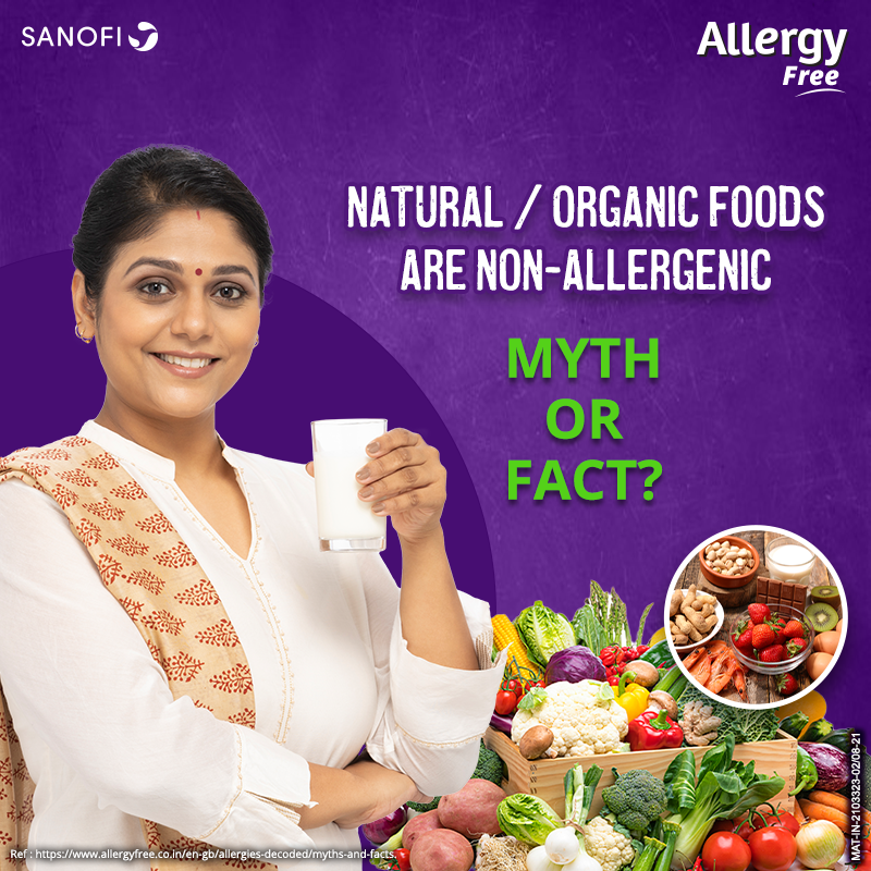 Restraining your diet to organic food is no guarantee that you'll avoid food allergies.​

​In fact, some of the most allergenic foods are natural and unprocessed foods such as cow's milk, eggs, peanuts, etc.

​Stay informed: allergyfree.co.in/en-gb/allergie… ​

Stay #AllergyFree