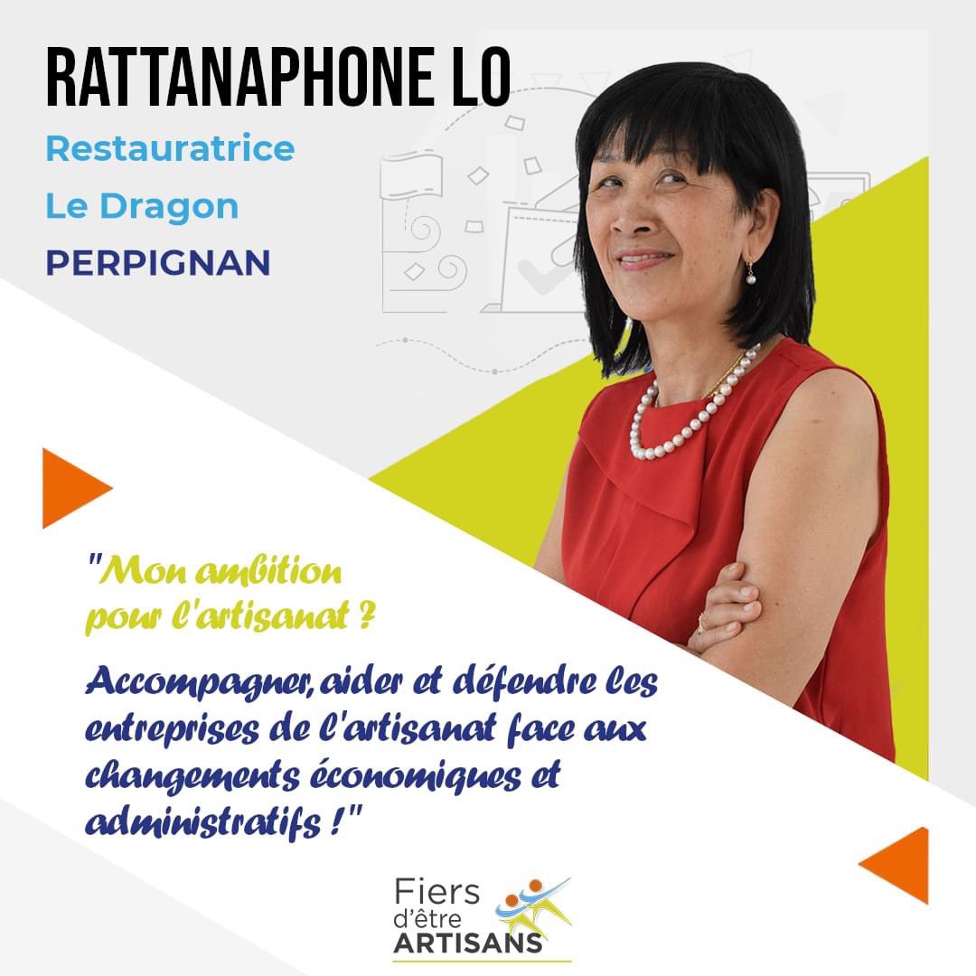 🎯 "Accompagner, aider et défendre les entreprises de l'artisanat face aux changements économiques et administratifs " c'est l'ambition de Rattanaphone Lovan, restauratrice !

📣 Découvrez cette artisane engagée dans l'accompagnement des entreprises ! 📣

#FiersArtisans66