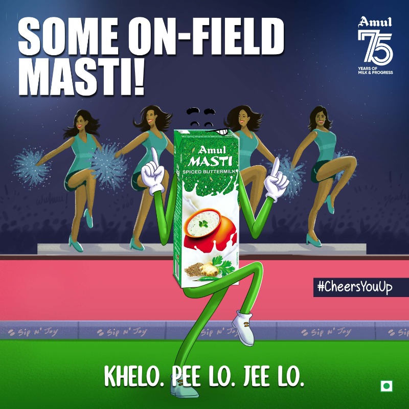 Amul_Coop's tweet photo. Let’s chill with Amul Masti buttermilk! But watch out, coz the game is about to ‘spice-up’!
#CheersYouUp #amulkool #IPL2021 #AmulKoolTeam https://t.co/ki87IzHTTz