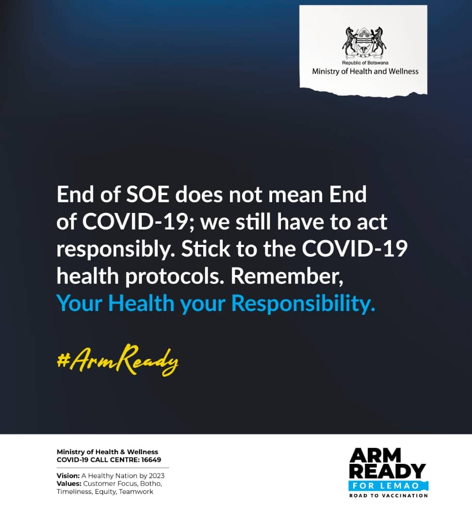 END OF SOE NOT END OF COVID-19; ACT RESPOSIBLY

#LetsDefeatCOVID19Together