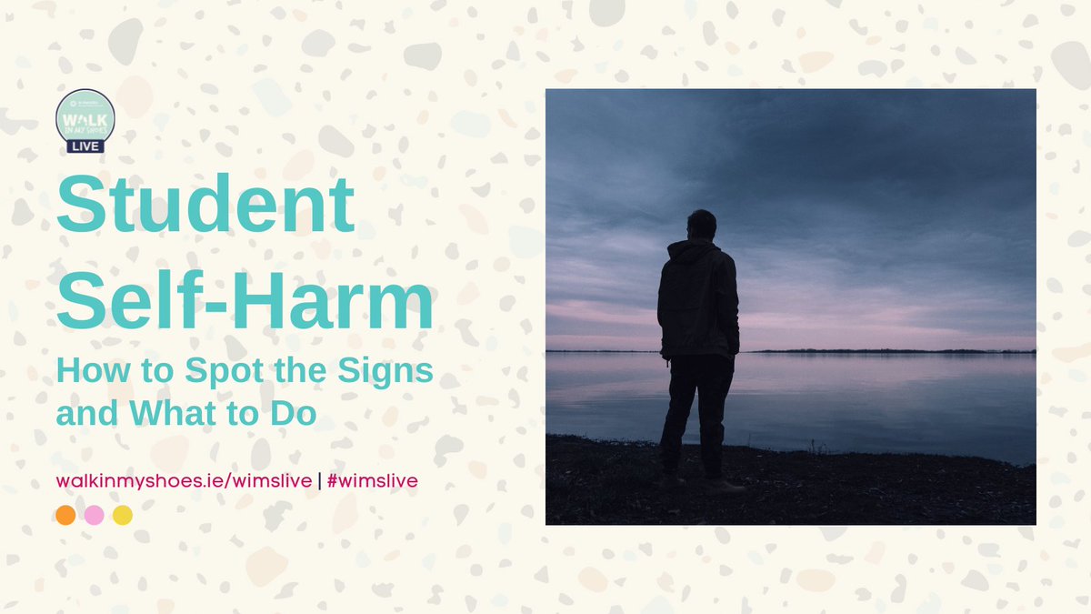 walkinmyshoes's tweet photo. Don't forget - #WIMSLive continues today with a #student self-harm webinar to support #teachers and school staff at 11am. Speakers include Dr Susan Healy from @StPatricks and Sinead Raftery of @PietaHouse  https://t.co/WOoBU0KyLp #wimslive #pieta #edshareire #edchatire https://t.co/Hhn14VgXOi