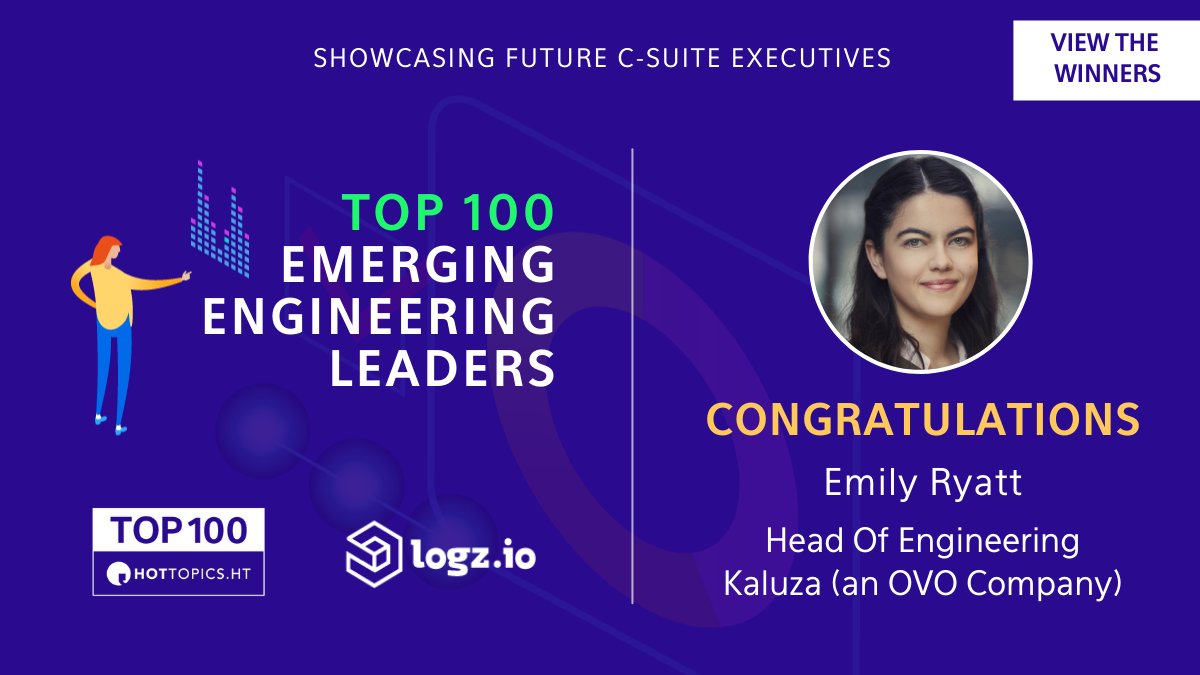 HotTopicsHT's tweet photo. Emily Ryatt is the Head of Engineering at @Kaluza_tech, an OVO company.
View the #EE100 here: https://t.co/BmCfZGz5pa
Partnered with @logzio. https://t.co/Yzf67aYghV
