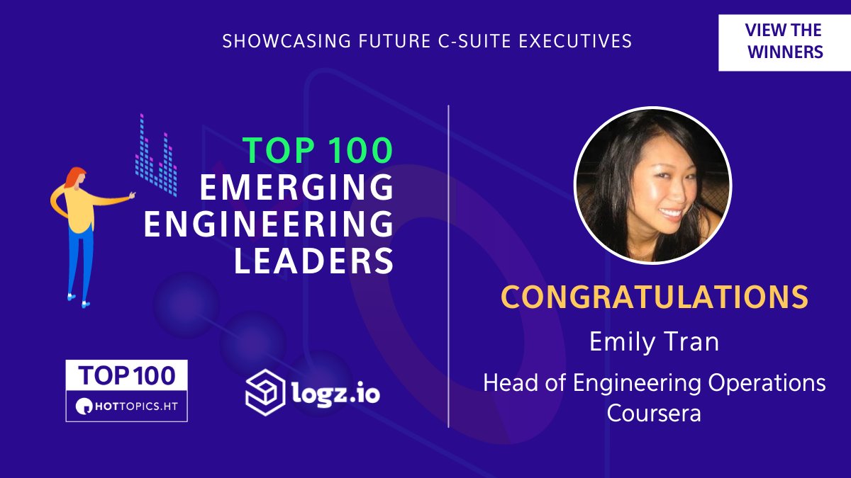 HotTopicsHT's tweet photo. Emily Tran is the Head of Engineering Operations at @coursera.
View the #EE100 here: https://t.co/BmCfZGz5pa
Partnered with @logzio. https://t.co/s7SSWqBBGs