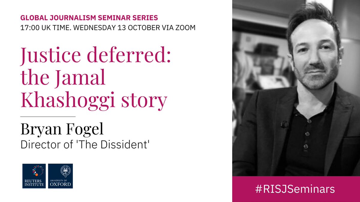 2/9
🕯️ Justice deferred: the Jamal Khashoggi story
💬 <a href="/bryanfogel/">Bryan Fogel</a>, director of 'The Dissident'
🗓️ Weds 13 Oct
🕐 17:00 UK time
🔗 Join here: us02web.zoom.us/webinar/regist…