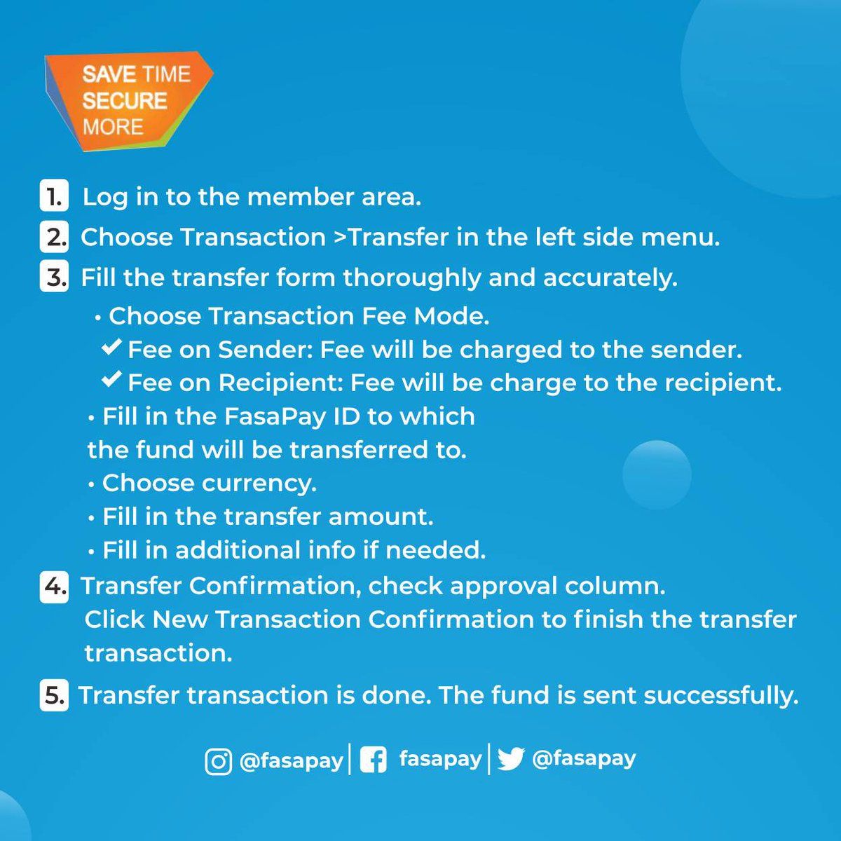 FasaPay's tweet photo. Transfer using FasaPay is fast, easy, safe and the fee is only 0.5% of the transaction amount. Here are the steps to transfer in FasaPay.
#fasapay #transfer #money #moneyonline #easytransfer #onlinepayment #paymentgateway #paymentsystem #savetimesecuremore https://t.co/DrTrynU0Lc