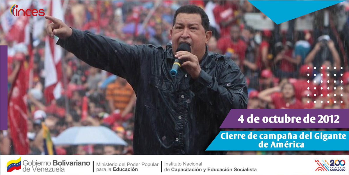 IncesTrujillo1's tweet photo. Hoy #4Oct se conmemoran 9 años del cierre de campaña presidencial victorioso del 2012 por parte del comandante Hugo Chávez, quien pronunció su último discurso bajo una torrencial lluvia, acompañado de una multitudinaria marea roja. https://t.co/cIaQyMNrfN