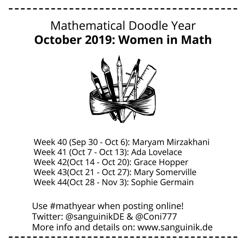 SanguinikDE's tweet photo. Hooray October is here! October in #mathyear is dedicated to women in maths! I'm looking forward to sharing insights on amazing women with you! #WomenInSTEM Feel free to join! https://t.co/eftcI1lBAE