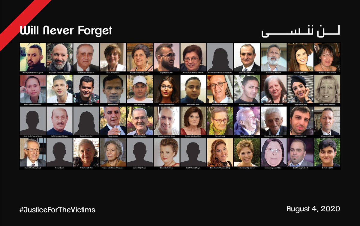 Rulaelhalabi's tweet photo. #BeirutBlast #Lebanon
228 innocent lives assassinated!
#Lebanese authorities promised a swift investigation; instead they have brazenly blocked justice at every turn for the last #426days
We promise you, we will fight until justice prevails🙏🏻
#SayTheirNames
#JusticeForTheVictims https://t.co/6CVTJeWlgl