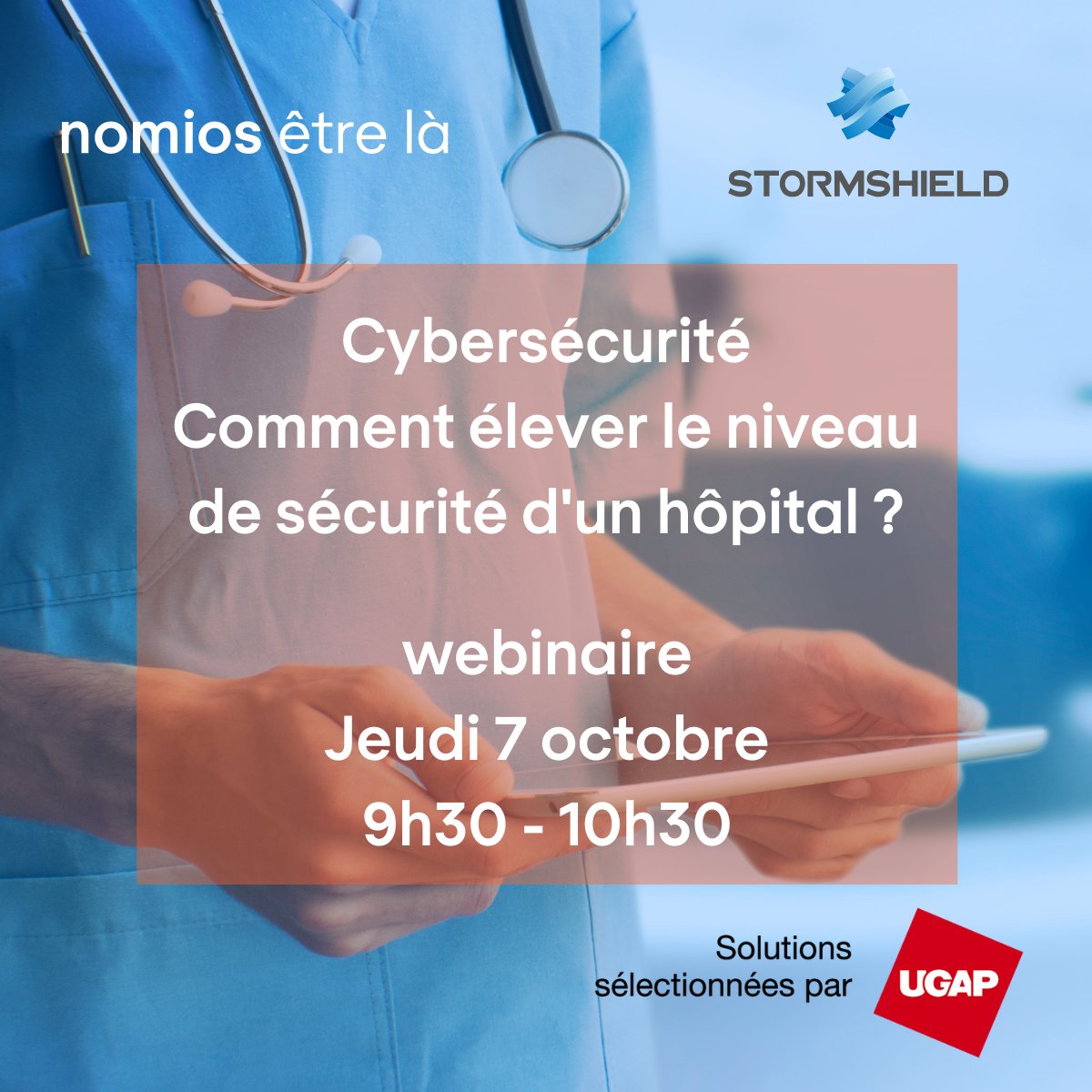 [Santé🩺] Comment élever le niveau de sécurité d'un hôpital ?
Webinaire avec l'UGAP et Stormshield sur les points de vigilance, le plan #Francerelance et les moyens techniques et humains à investir.

C'est jeudi 👇
nomiosmeeting.webex.com/nomiosmeeting-…

#santé #cybersecurité #hopital #ugap