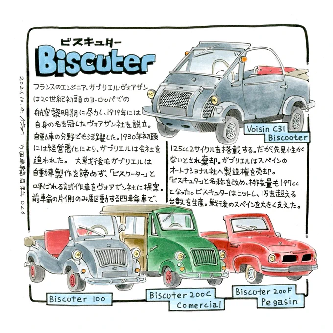 スペインのマイクロカー。ビスキュターBiscuter#万国車輪百科 第26回 