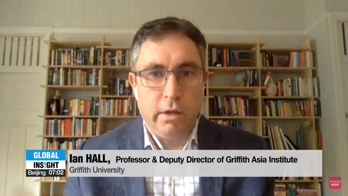 NewsArirang's tweet photo. “To South Korea, it’s not a matter of participating or becoming a member, rather it’s how we’ll cooperate.”Prof. Kim Jae-chun at Sogang Univ. &amp; @DrIanHall Prof. of International Relations @GAIGriffith discuss QUAD and AUKUS w/@jennie_jojo https://t.co/rg1rkEFZTC https://t.co/thP3Hxqawj