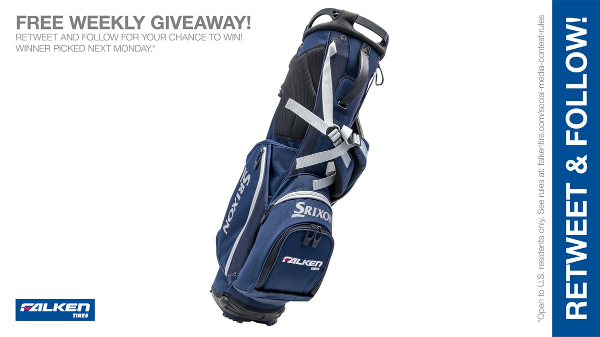FalkenTire's tweet photo. Your chance to get a #FalkenTire @SrixonGolf bag. RT &amp; follow #FalkenTire to enter to #win this weekly #giveaway #contest #prize or other #swag! Rules: https://t.co/hZgWAdAaQW Day 1 https://t.co/NnXsPuzGfA