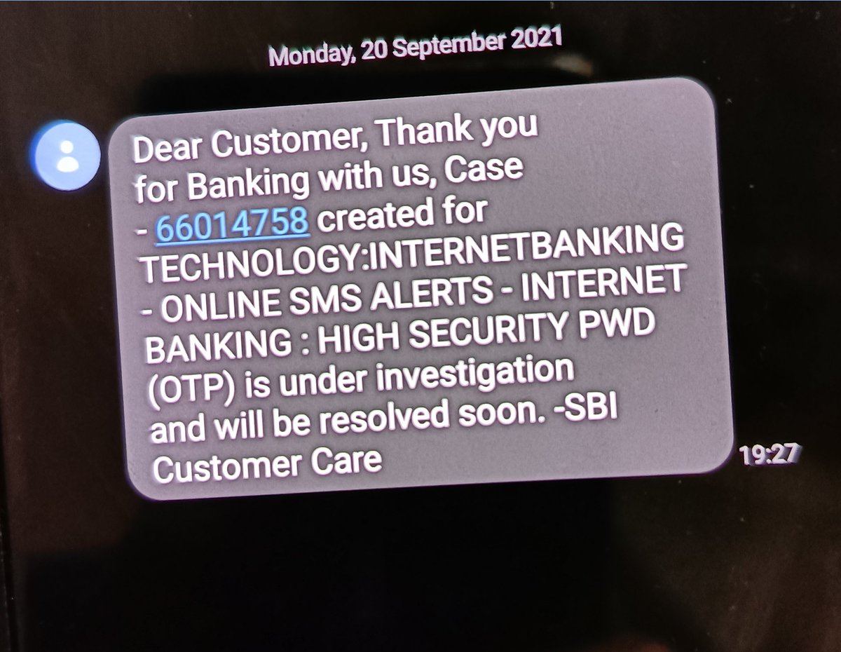 Vik_7777's tweet photo. @TheOfficialSBI @RBI 
#SBI It has been 14 days since I have raised this case on my brother's behalf who is a farmer. He is not able to make online transactions because OTP is not getting generated. https://t.co/0e4Dd0mOGZ