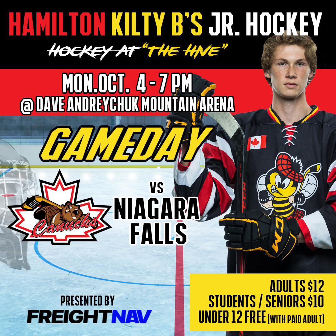 HamiltonJrSteel's tweet photo. GAMEDAY - COME OUT TONGHT MONDAY, OCTOBER 4th at 7pm when the Hamilton Kilty Bs (3-0) host the @NF_Canucks   Lets put 400 fans in the seats at "THE HIVE" in the @GOJHL 2021-22 HOMEOPENER

Fans have to be double vaccinated and have their receipt and ID
@OHAhockey1 @cityofhamilton https://t.co/lbbenRUpgu