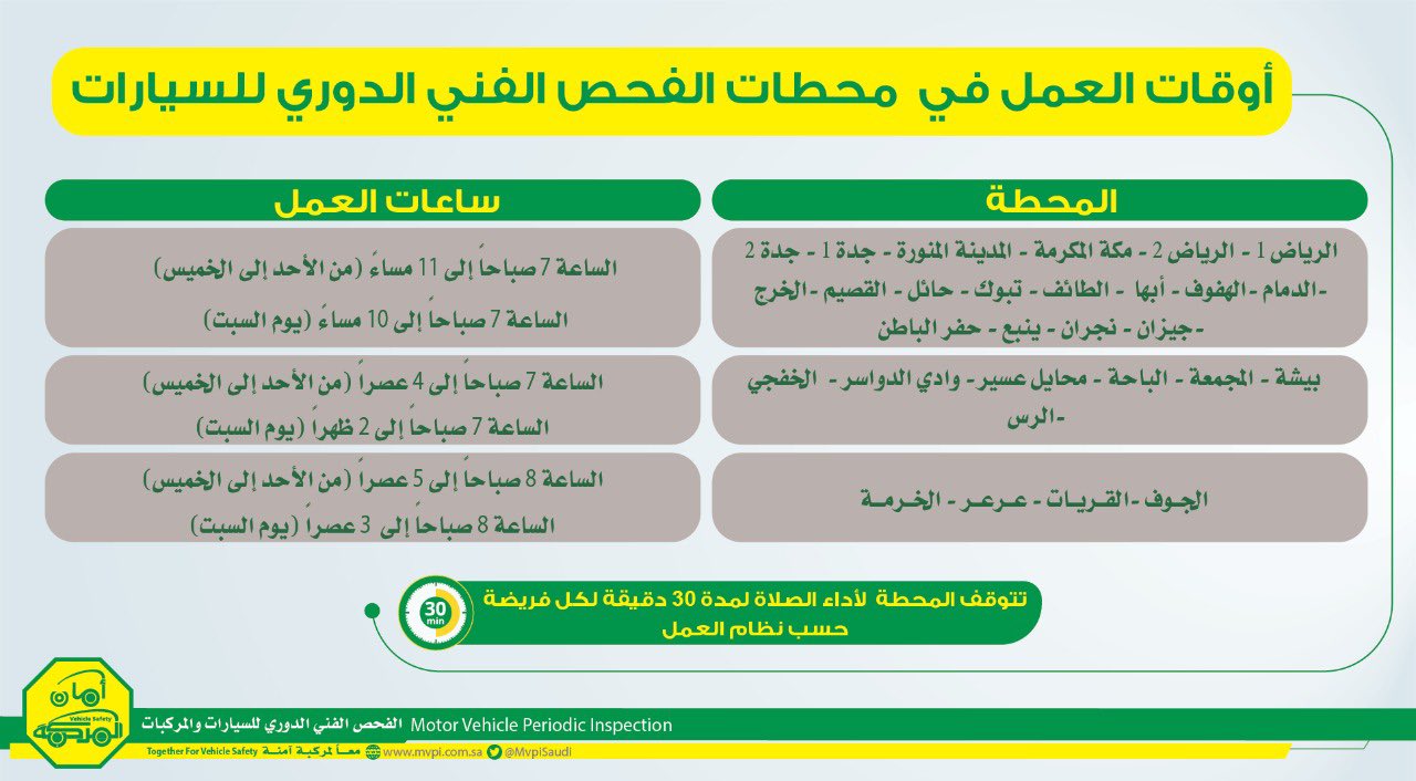 الفحص الدوري للسيارات mvpisaudi twitter