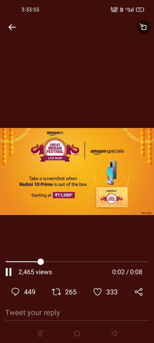 devaragudi2981's tweet photo. @amazonIN My correct screen shot is #AmazonGreatIndianFestival 
#redmi10primeonamazon https://t.co/sDZvsw5irn