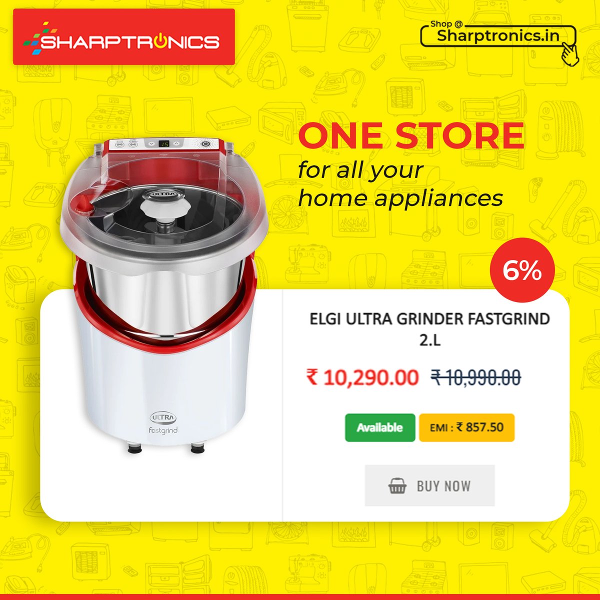 Sharptronics_'s tweet photo. Grind better in half the time with the first and only wet grinder with counter rotating conical stones. Bring home a whole new world of efficiency with a compact design, digital timer and powerful motor from Elgi Ultra. 
#sharptronics  #grinder #kitchenappliances #cooking #food https://t.co/V4xvXL9mp8