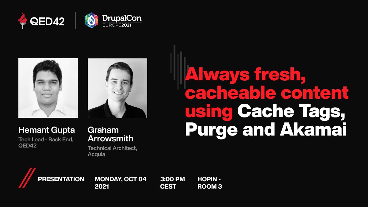 Join <a href="/forhemant/">hemant gupta</a> &amp; Graham who will demonstrate strategies you can employ for fresh, cacheable content using Cache Tags, Purge and CDN <a href="/DrupalConEur/">DrupalCon Rotterdam 2026</a> today at 3 PM CEST - bit.ly/3oxwnZF 
#DrupalConEur #Akamai #Drupal #Cache