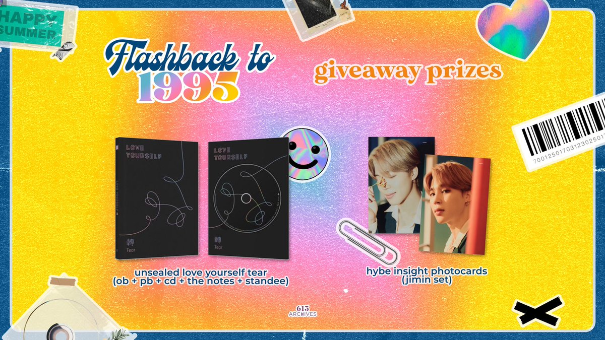 613ARCHIVES's tweet photo. FLASHBACK TO 1995 💖
A stay-at-home cupsleeve event for BTS Jimin

— Giveaway Prizes
We will randomly select 2 winners to win one of the prizes below~

Will draw the winners once we receive the cupsleeve kits ☺️ Good luck ARMY 💜

#FlashbackTo1995 #Jimin1995 https://t.co/N4e9XrnAZn