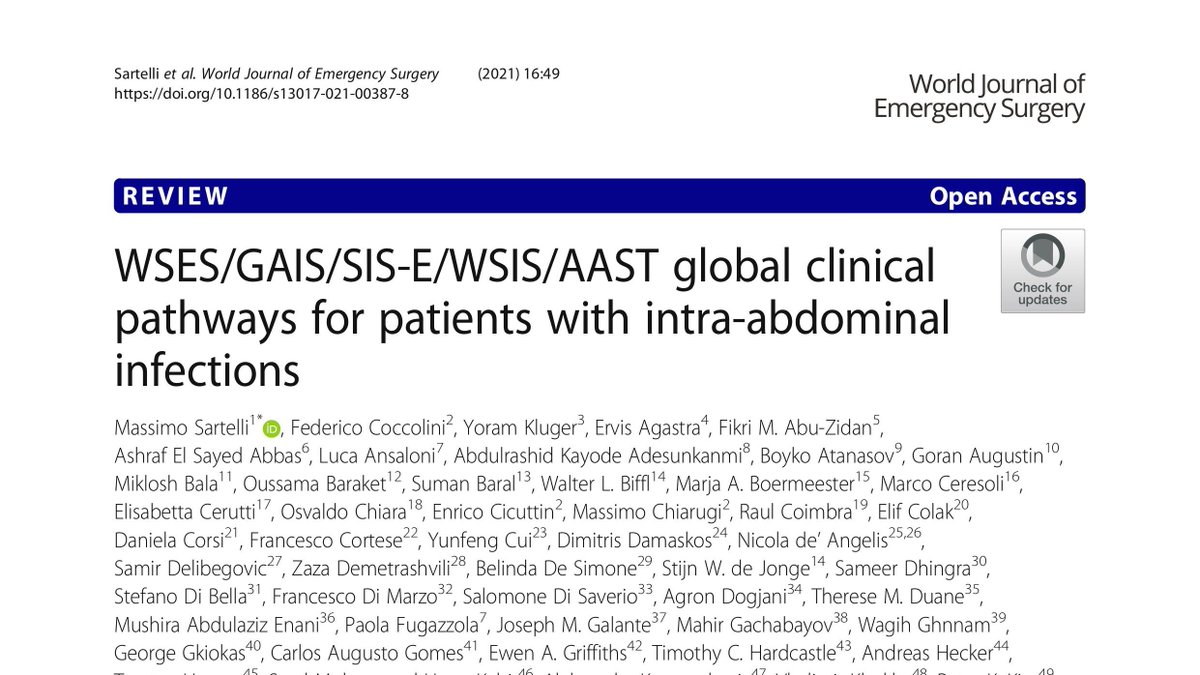 WSES/GAIS/SIS-E/WSIS/AAST global clinical pathways for patients with intra-abdominal infections
wjes.biomedcentral.com/articles/10.11…