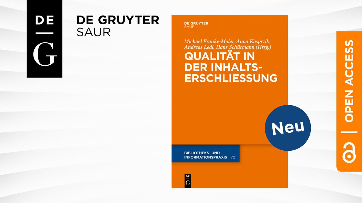 degruyter_lib's tweet photo. In 18 Kapiteln beschreiben die Autor:innen dieses neuen Sammelbandes die vielfältigen Aspekte zur Qualität in der #Inhaltserschließung:
#OpenAccess unter:
🔗https://t.co/4p1pIWM5gx
#DiscoverySystem #MetaData https://t.co/uKPfUVBDHs