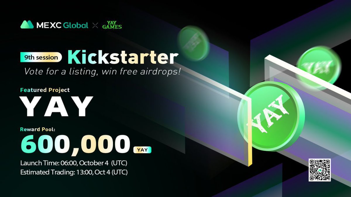$YAY Kickstarter is closing at 11:50(UTC)🔥

Grab your last chance to win from the 600,000 $YAY airdrops!

Entrance >> mexc.com/en-US/sun/asse…

#yaygames #Cryptogame